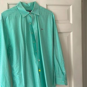 Men’s green gingham button down, just in time for St. Patty’s Day!